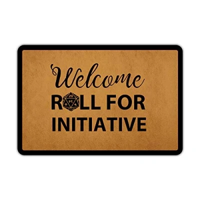 Image of Entrance Door Mat Funny Welcome Roll for Initiative Rubber Non Slip Backing Indoor Outdoor 23.6 in(W) X 15.7 in(L)