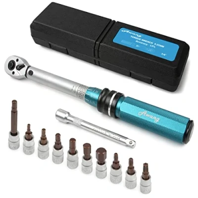 Image of Awang 1/4 Inch Drive Click Torque Wrench Set 5 25 Nm, 72 Tooth Bicycle Set, High Precision ± 3% Tool Repair Kit for Road Bikes and Mountain