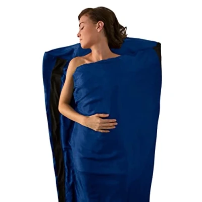 Image of Sea To Summit Unisex&#039;s Silk Stretch Panel Mummy Tapered Sleeping Bag Liner Navy Blue, 92 x 210 cm, cm