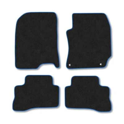 Image of Car Mats Compatible with Hyundai Kona Hybrid (2020 2023) Tailored Fit Blue Carpet Floor Set Accessory Custom 4 Pieces Anti Slip Backing &amp; Binding Trim Edge