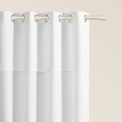 Image of ROOM99 Mia Curtain with Silver Eyelets Width 140 x Height 280 cm Blackout Sliding Curtains Decorative Modern Living Room Bedroom White