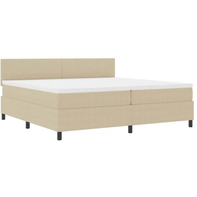 Image of vidaXL Box Spring Bed with Mattress Light Green Grey 200x200 cm Corduroy Fabric
