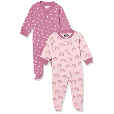 Image of Amazon Essentials Disney Marvel Star Wars Unisex Babies&#039; Cotton Footed Sleep and Play Discontinued Colours, pack of 2, 2 Tiny Rebel, Premature
