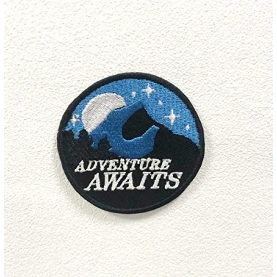 Image of Adventure Awaits Badge Clothes Iron on Sew Embroidered Patch appliqué