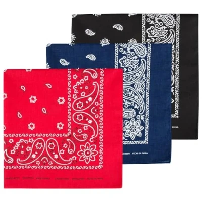 Image of BML 3 x Paisley Bandana Multi Color Head Scarf for Pirates Face Mask Headband Neckerchief Handkerchief Cowboy Dress Up Men Women and Kids