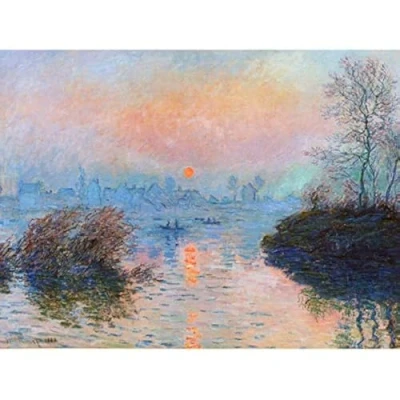 Image of Wee Blue Coo Monet Sunset Seine Lavacourt Winter Unframed Wall Art Print Poster Home Decor Premium