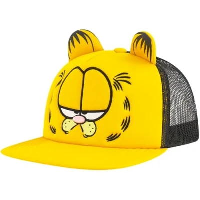 Image of Concept One Garfield Dad Hat, Cotton Adjustable Baseball Cap with Curved Brim, Black, Size
