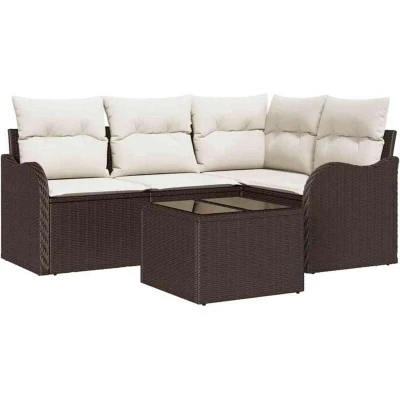 Image of vidaXL 4 Piece Garden Sofa Set with Cushions Grey Poly Rattan