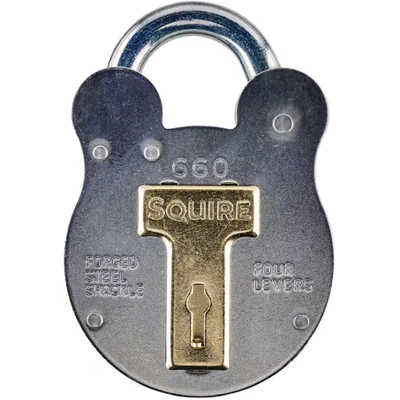 Image of Henry Squire Old English Galvanised Steel Case 4 Lever Padlock, Large