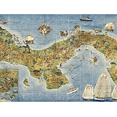 Image of Artery8 Map Herman 1941 Panama Canal Pictorial Art Print Canvas Premium Wall Decor Poster Mural