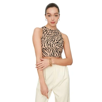 Image of Trendyol FeMan Slim fit Basic Crew Neck Knit Blouse Camels
