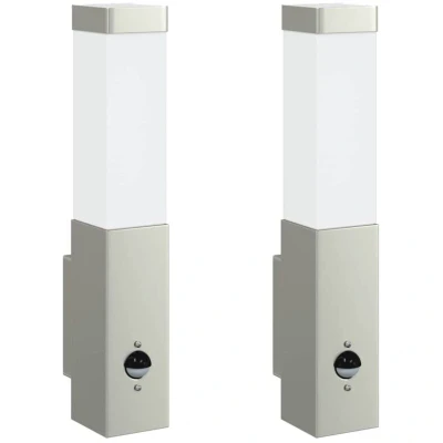 Image of vidaXL Outdoor Wall Lights with Sensor 2 pcs Silver Stainless Steel IP44