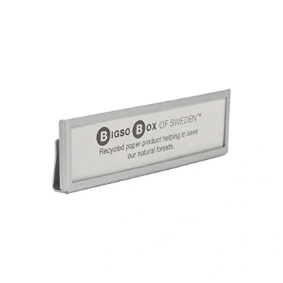 Image of Bigso Box of Sweden Set 4 Horizontal Label Holders Labels for Storage Boxes Easy to Apply Index Tabs Matte Silver