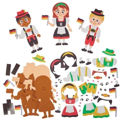 Image of Baker Ross FN039 German Traditional Dress Mix &amp; Match Magnet Kits Pack of 8, Educational Arts and Crafts Kits, Learning Resources