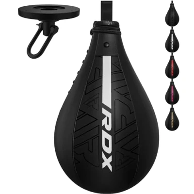Image of RDX Speed Bag Boxing Ball and Swivel Set, Maya Hide Leather Dodge Striking Mount Kit with Additional Bladder, MMA Muay Thai Punching Workout Kicking Martial Arts Training Home Gym Exercise Speedball