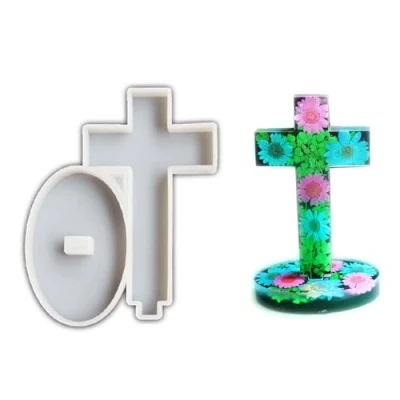 Image of Meiliyizu Cross Shape Silicone Mould, Molds, Candle Molds for Candle, Plaster Ornaments Home Decorations, Epoxy Resin