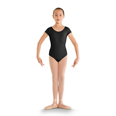 Image of Bloch Girls Bellflower Strap Back Cap Sleeve Leotard, Black, Size 6X 7