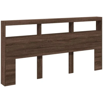 Image of vidaXL Headboard Cabinet with LED Brown Oak 200x17x102 cm