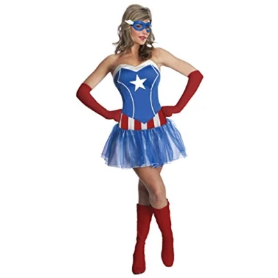 Image of Rubie&#039;s Official Ladies Marvel Miss American Dream Captain America Tutu Dress, Adult Costume Small