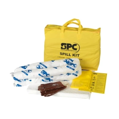 Image of SPC by Brady Oil Spill Kit Portable for &amp; Petroleum Based Liquids, Includes 10 Absorbent Sheets, 2 Socks, Gloves Disposal Bag Control with Pads