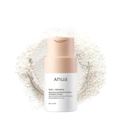 Image of ANUA Rice Enzyme Brightening Cleansing Powder, Facial Cleanser, Gentle Face Wash for Hydration, Mask, Exfoliator, Ceramide, Radiant Skin, Korean Skincare, Fragrance Free, 40g/1.41fl.oz.