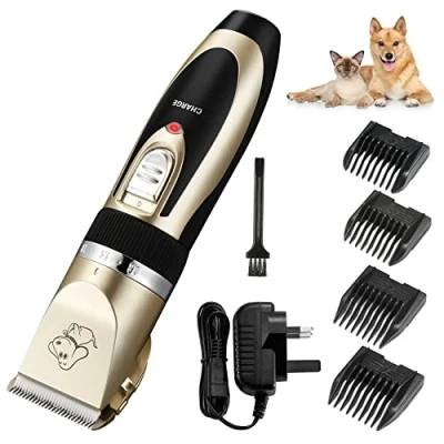 Image of Electric Dog Clippers, Cordless Trimmer Low Noise Pet Grooming Kit Rechargeable &amp; Fast Charging Clippers with 4 Combs Professional Cat Hair for Dogs Cats Horses, Green