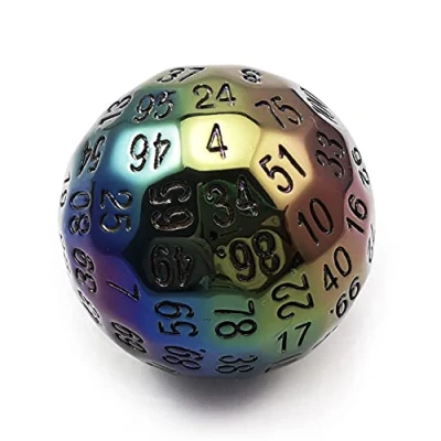 Image of Bescon Metal Plating 100 Sided Dice, Polyhedral Solid Sides Dice 45MM in Diameter (1.8inch), Game D100