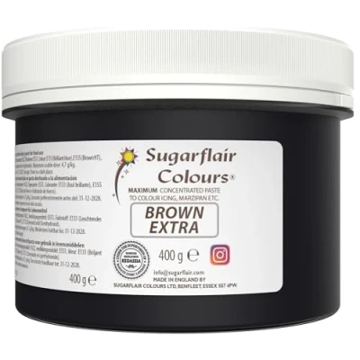 Image of Sugarflair Brown Extra Food Colouring Paste, Maximum Concentrated for Buttercream, Sugar Royal Icing, Cake Mixes and More! Vibrant Colour Dye 400g