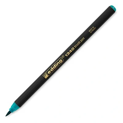 Image of edding 1340 brush pen turquoise 1 flexible tip felt for painting, writing and drawing bullet journals, hand lettering, mandalas, calligraphy