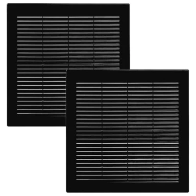 Image of Vent Systems 300 x mm / 12&#039;&#039; Inch Black Soffit Cover Pack of 2 Flat Square Air Louver Grille Built in Insect Screen HVAC Vents for Bathroom, Home Office, Kitchen