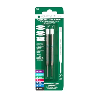 Image of Monteverde Fine Point Capless Gel Refill for Parker Ballpoint Pens Turquoise (Pack of 2)