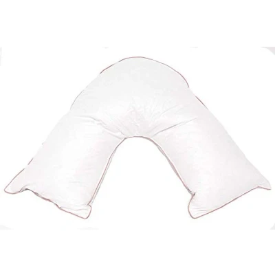 Image of AmigoZone Luxury V Shape Orthopaedic Non Allergenic Duck Feather &amp; Down Pillow Neck Suport/Nursing/Maternity/Pregnancy Support (Goose Down, 1 x Pillow)