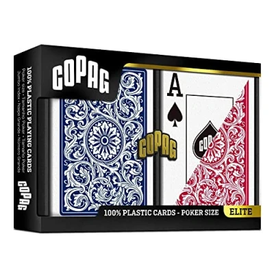 Image of Copag 1546 100% Plastic Poker Playing Cards, Jumbo Index Red &amp; Blue Backs Twin Pack