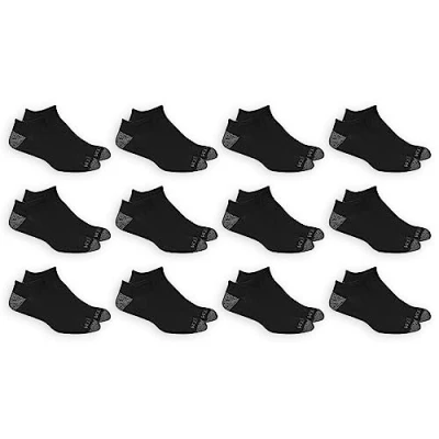 Image of Fruit of the Loom Men&#039;s Dual Defense No Show Socks 12 Pair Casual, Black/Grey, 5 UK