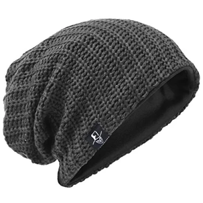 Image of VECRY Men&#039;s Slouchy Beanie Knit Rasta Skull Cap for Summer Winter (Ribbed Grey)