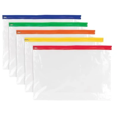 Image of A3 Polythene Coloured Zippy Bags Strong Clear File Storage Document Files x 25