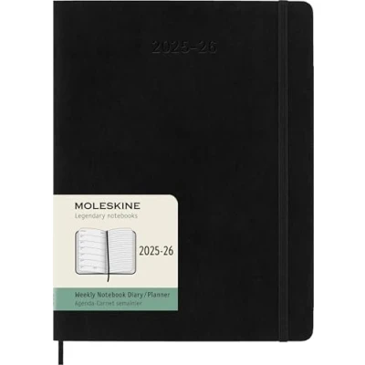 Image of Moleskine Weekly Planner 2025 2026, 18 Month with Note Space, Soft Cover and Elastic Closure, XL 19 x 25 cm, Black Color