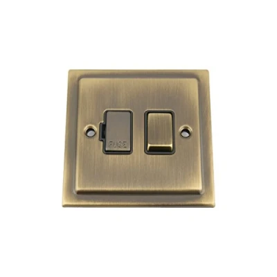Image of Switched Fused Spur Switch 13 Amp Victorian Antique Brass