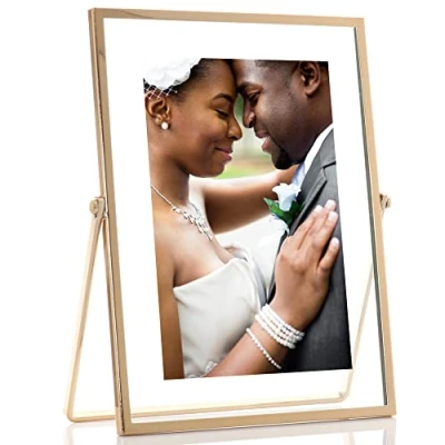 Image of Lawrence Frames Metal Easel Float Picture Frame, 4x6, Gold