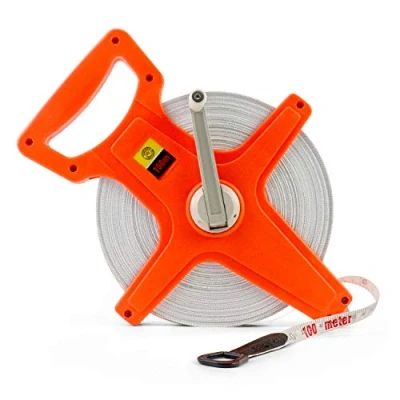 Image of QWORK Open Reel Tape Measure, Fibreglass Surveyors Tape, 100M /330 FT