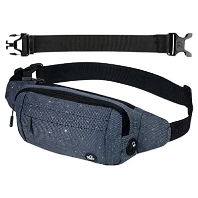 Image of Waterfly Bumbags Waist Fanny Pack Ladies Fashion Bum Bag with Adjustable Belt for Sport Running Hiking Jogging Girls Women Men Denim Blue