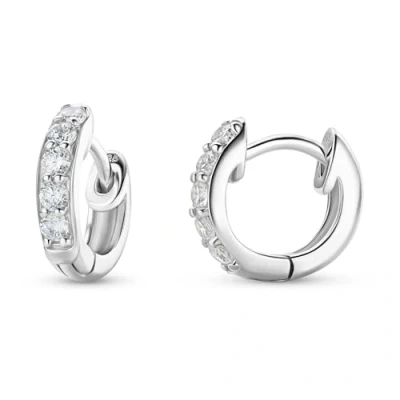 Image of Miore Women&#039;s Sterling Silver Hoop Earrings with Brilliant Cut Cubic Zirconia Gemstones (0.60 Carats) 3mm width x 10mm height 925