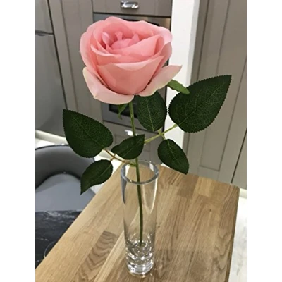 Image of Best Artificial 45cm Single Rose Silk Flower Stem Wedding Home Garden Arrangement (1, Pink)