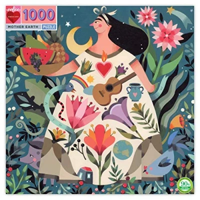 Image of eeBoo Mother Earth Animals 1000 Piece Puzzle Nature Theme Recycled Cardboard, PZTMOE, 1 Count (Pack of 1)
