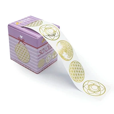 Image of Avery 56817 Round Transparent Flower Favour Stickers/Invitation Envelope Seals, Gold/Clear, Pack of 50, 38 mm