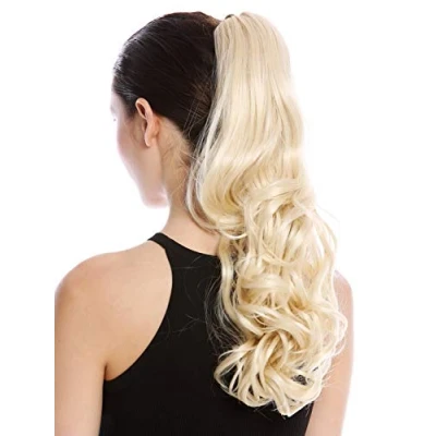 Image of WIG ME UP SP 31 A V 613 Ponytail Hairpiece Extensions Claw Grip Clamp long slightly curled platinum blond 17inch