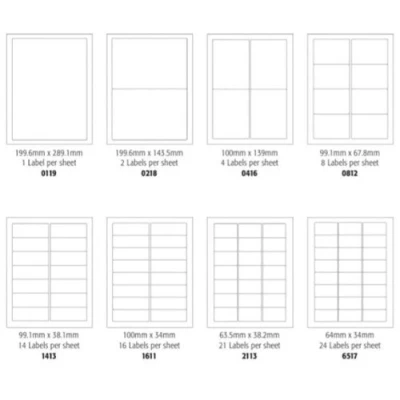 Image of Blick Labels, White, 2 Per Sheet 100 Sheets, Rectangular, 199.6mm x 143.5mm, 200 for Home, Office, Family, School