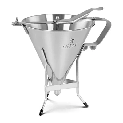 Image of Royal Catering RCSD 11 Piston Funnel 1.8 L Stainless Steel Filling Liquor Pastry Filler (Dimensions 200x240mm, Tips 4, 5, 6 mm)