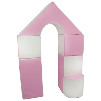 Image of Velinda 6 pcs coloured,building blocks, soft,foam,children,kids, toy,nursery,playgroup (colour: white, pink (pastel))