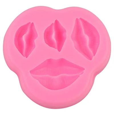 Image of Silicone Molds Creative Lips Shape Chocolate Cartoon Cake Baking Mould Multifunction DIY Decoration Making Tools for Cookie Fondant Sugar Clay Soap (Pink)